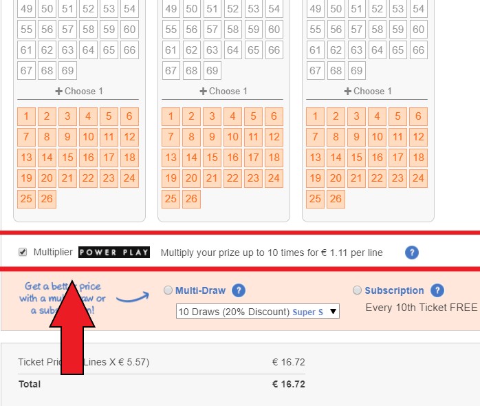 Powerball Power Play at Lotto Simple